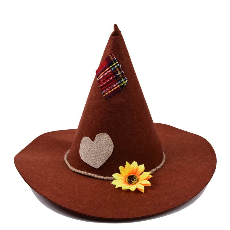 steepled costume party hat sunflower pattern modern obsidian witch cap halloween hat