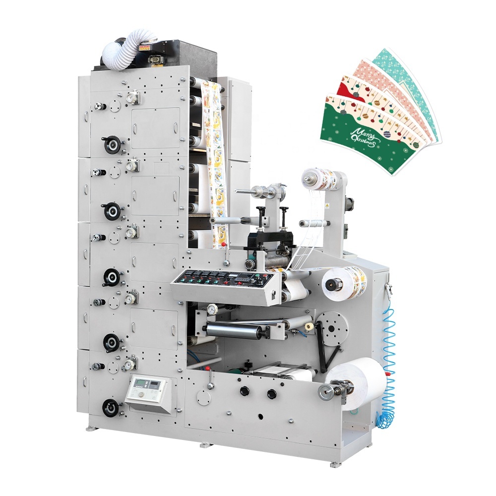 high speed 5 Color paper cup Label Logo Die Cutting UV Dryer Flexographic Printer Flexo Graphic Printing Machine