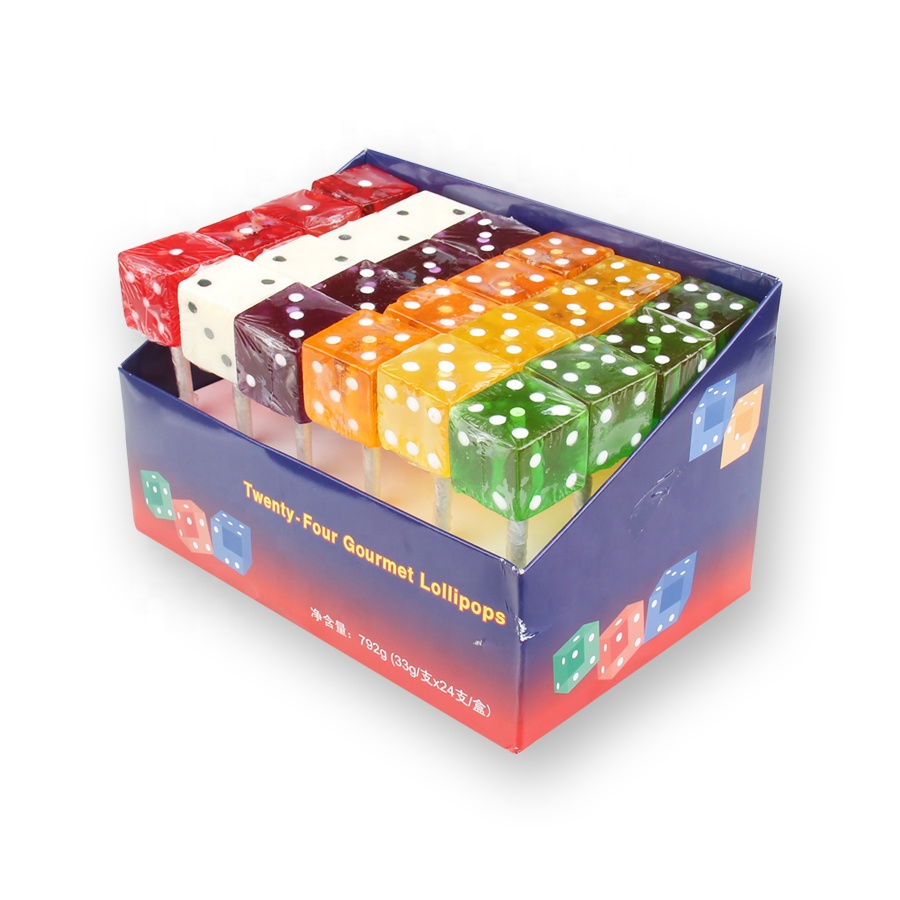 20g Dice Cube Shaped light up lollipop with fluorescent