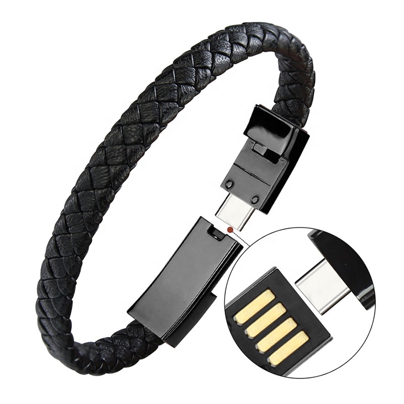 Usb кабель для зарядки для смартфона кожаный браслет