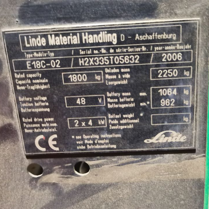 LINDE second-hand forklift E18C-02