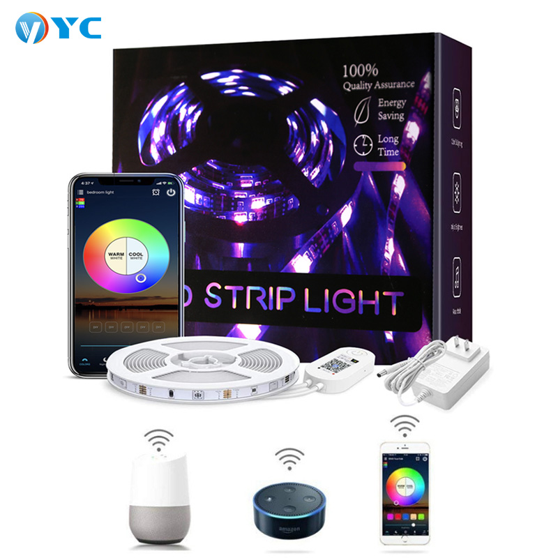 Amazon Alexa Google Home SMD 5050 Wifi контроллер Гибкая световая лента управление через приложение водонепроницаемая светодиодная лента Ble RGB