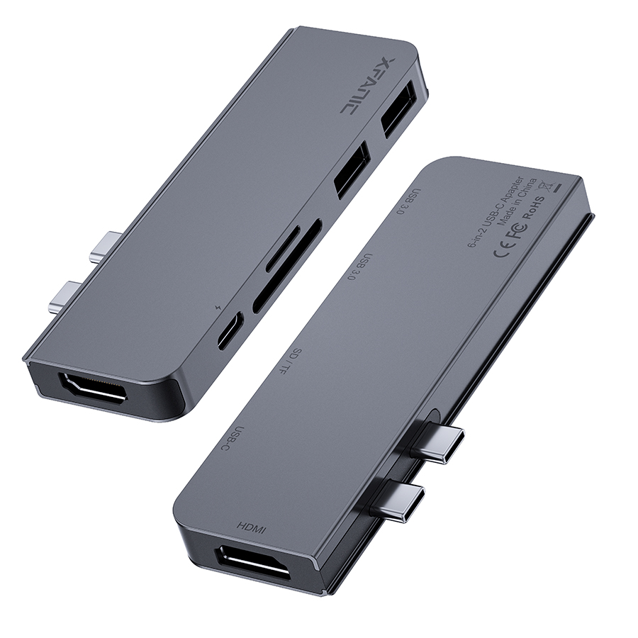 Алюминиевый сплав с интерфейсом Thunderbolt 3-6 дюймов с 2 портами (стандарт C концентратор с HDMI SD/TF Card Reader устройство чтения карт USB 3,0*2 для Macbook Pro