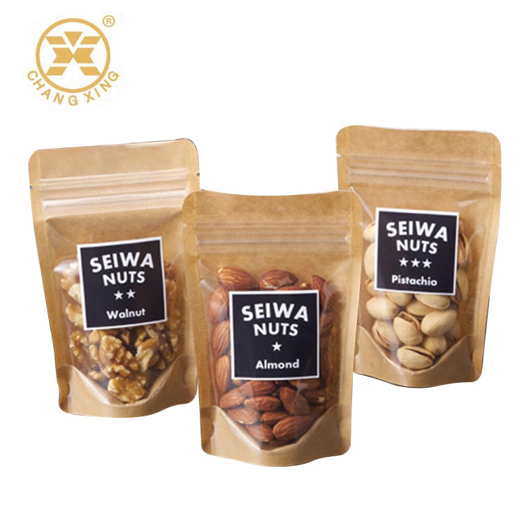 Stand Up Plastic Zipper Lock 1KG Raw Cashew Nut Packaging Bags