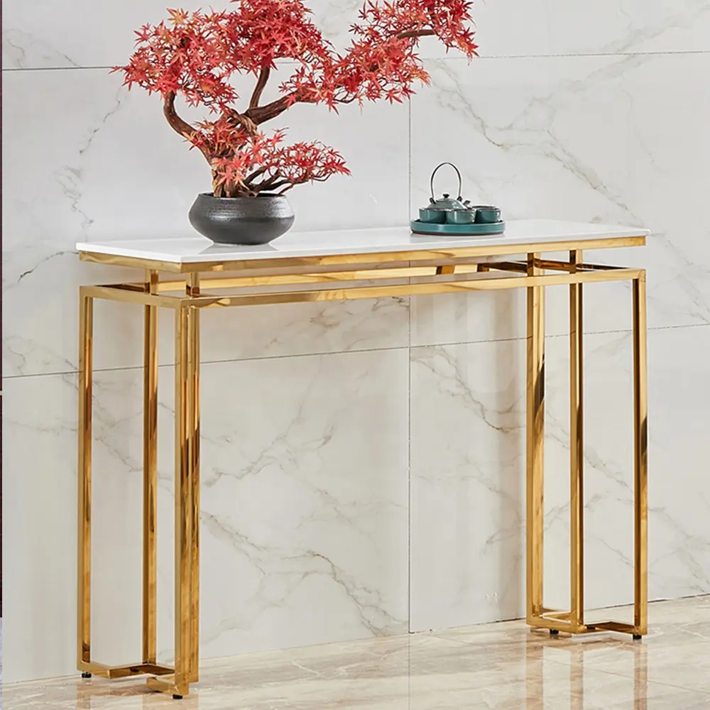 Other home furniture console tables metal long luxury gold console table modern luxury stainless steel console table