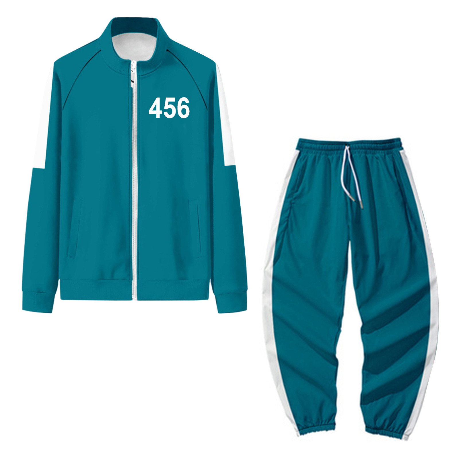 Squid Game Jacket Pants Round Six Men Women Costumes Cosplay Sports Zipper Cardigan Digital 456 Printing Pocket Sweatshirts Set