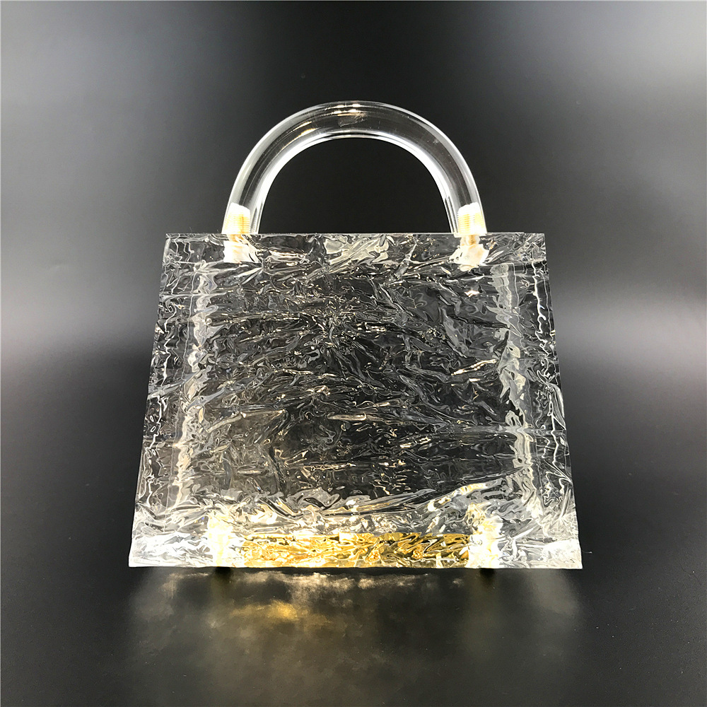 Designer Acrylic Evening Handags Sac a Main Transparent Ice Cracked Pattern Acrylic Chain Female Crystal Evening Bags Wholesale