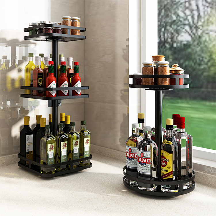 Spinning 3 Tier Revolving Rotating Spice Rack Organizer Metal For Countertop Set Kitchen