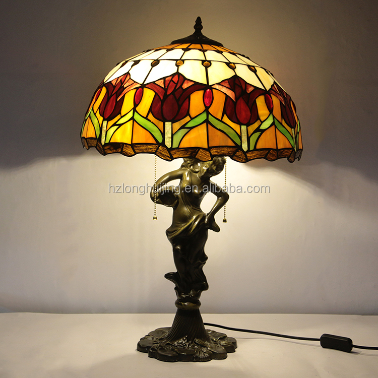 LongHuiJing 12Inch Sunflower Stained Glass Lampshade Tiffany Style Light Semi Flush Mount Ceiling Lamp With Bowl Shade
