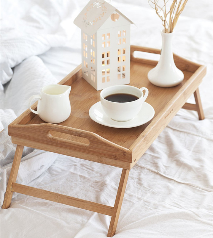 Portable Picnic Outdoor Office home Multifunction Foldable Laptop breakfast dinner snack tray Bamboo wooden Bed Tables desk