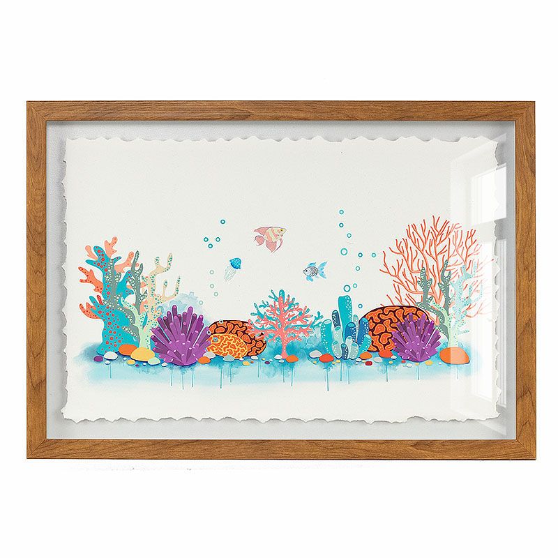 Colorful Undersea World Framed Art Prints on Paper Interior Home Decorations