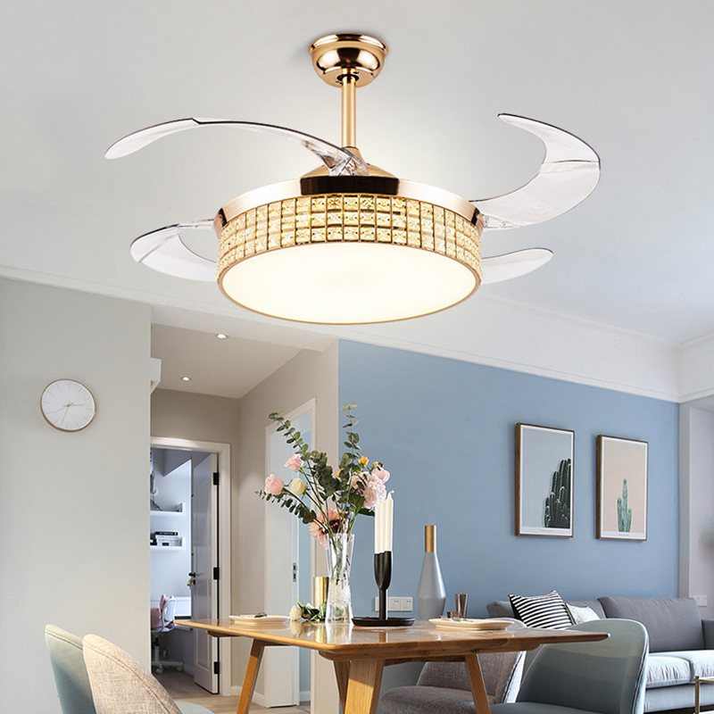 Best Selling Energy Conservation Slient Design Led Ceiling Fan Light Blade Chandelier 3-color Change With Light