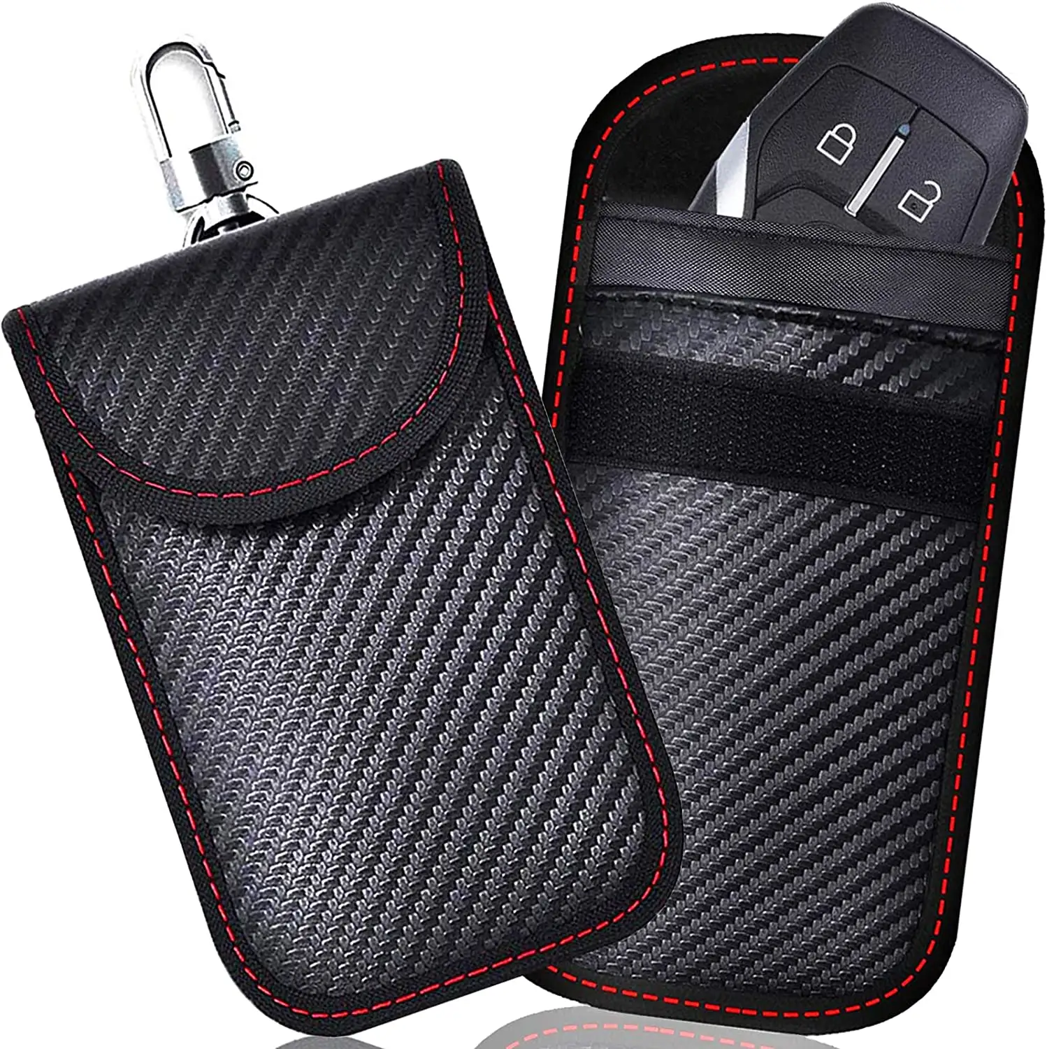 Carbon Fiber Faraday Key Fob Protector Compact Car Key Signal Blocking Faraday Pouch Pocket Size Car Key Wallets Faraday Bag