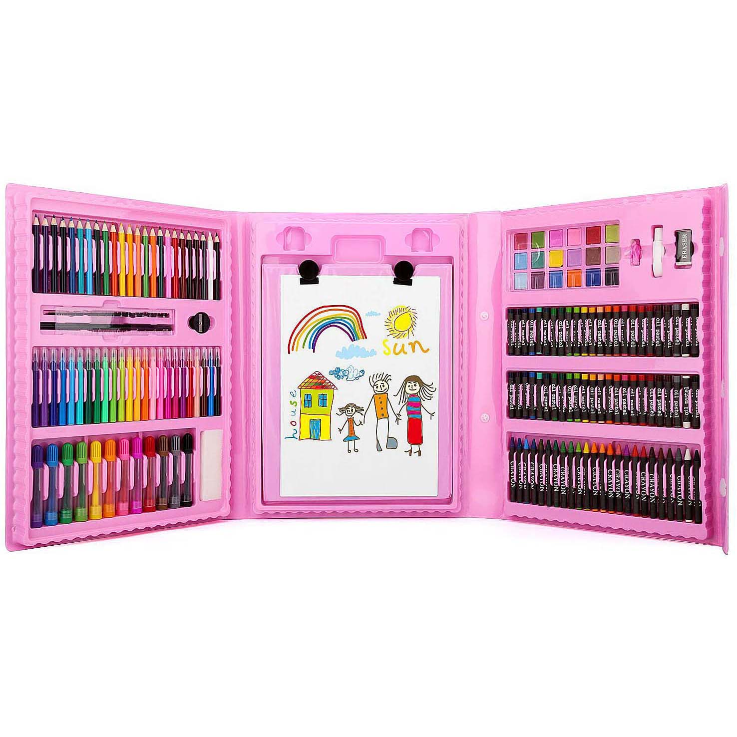 Amazon Hot Sellings 176 Piece High Quality Non-toxic PVC Stationery Kids Drawing Art Set for Kids Artist Tool Kit Gift
