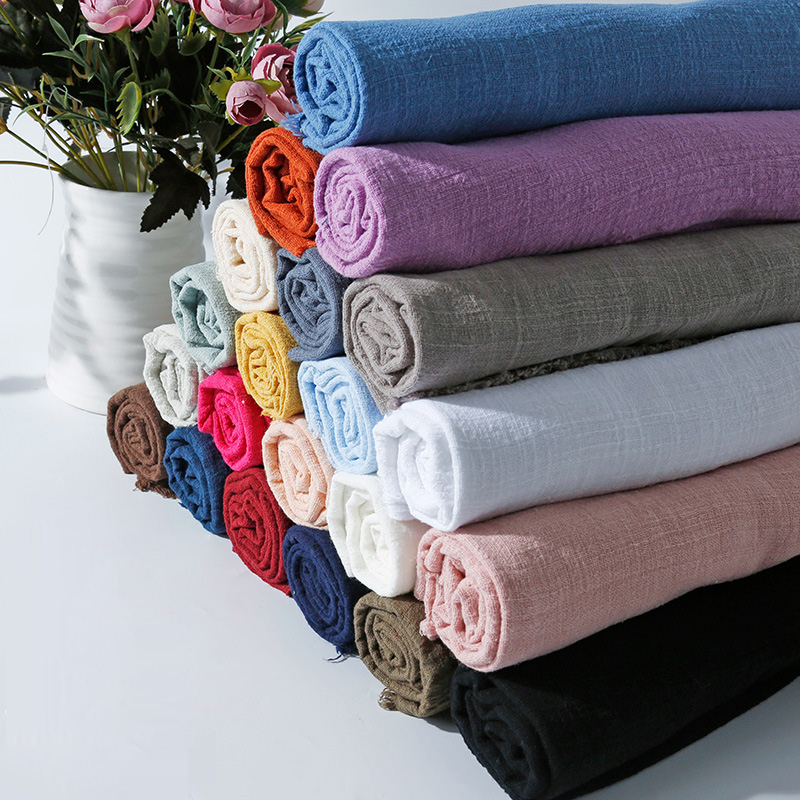 Stock monk robe dress shirt textiles solid color cotton linen fabric for summer clothes