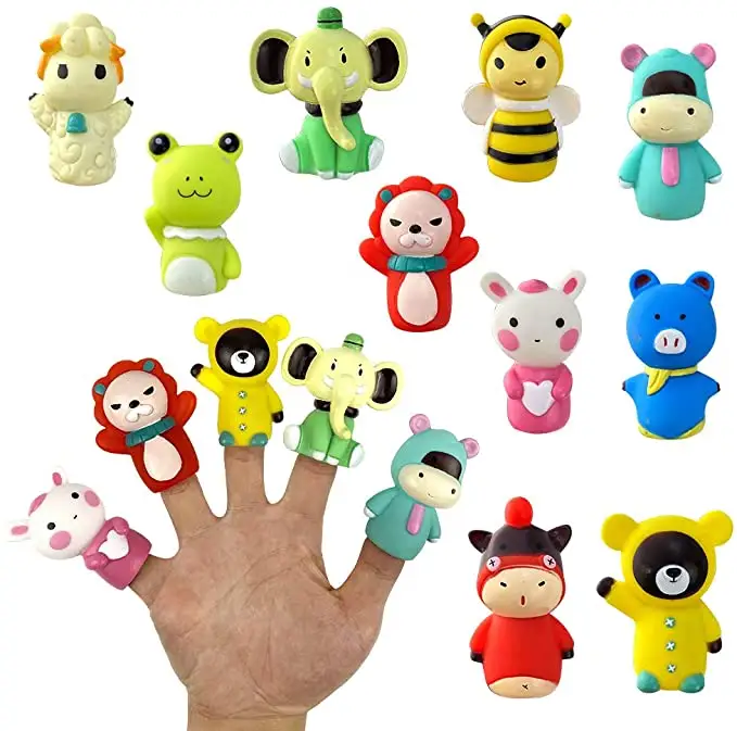 Finger Puppets Set Tiny Hands Toys for Toddlers Colorful Rubber Finger Puppets