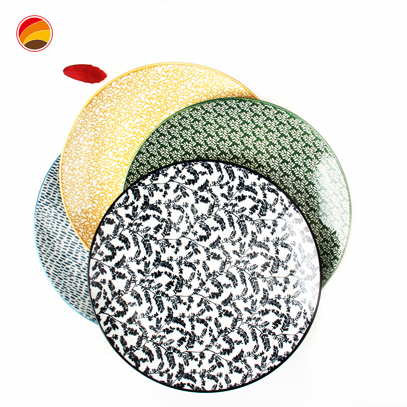 Kitchen ceramic color porcelain plate dainty nordic printed porcelain plates for banquets