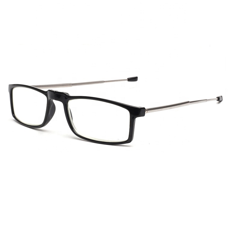 Light Reading Glasses Blue Fashionable Rectangle Adjustable Pocket Mini Metal Magnifying Stainless Steel Folding PC Slim White