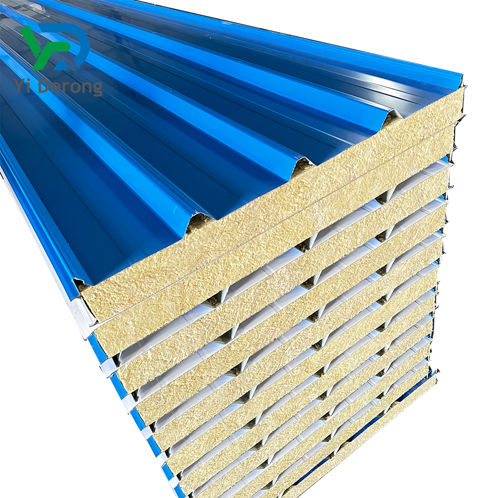 High quality thermal insulation and fireproof color steel plate, color steel sandwich rock wool board