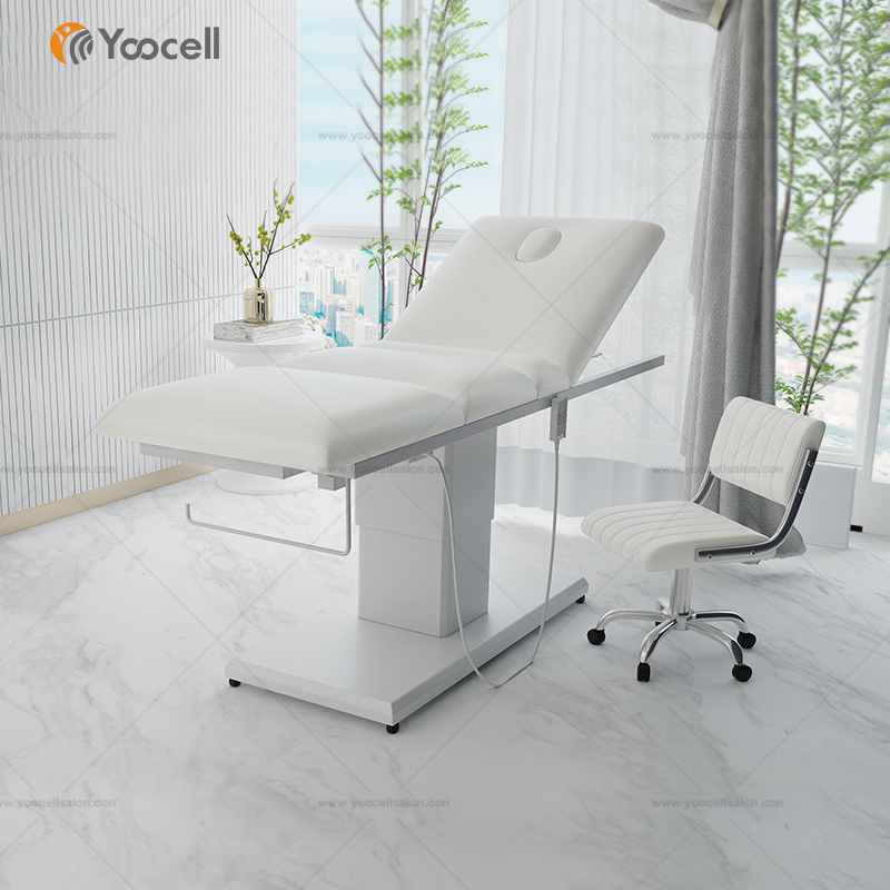 Yoocell Новое поступление, белая мягкая кожа, 3 мотора, удобная массажная кровать для лица, для волос, спа, салона красоты