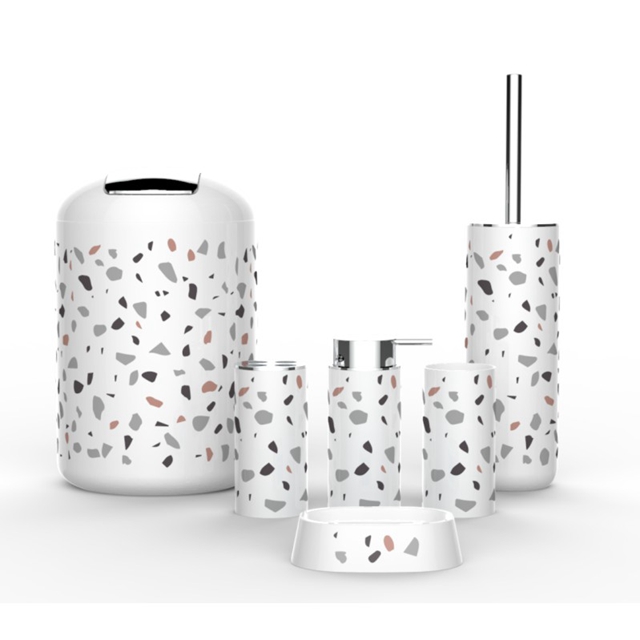 6 pcs PP bathroom set with flower and durable bathroom accessories