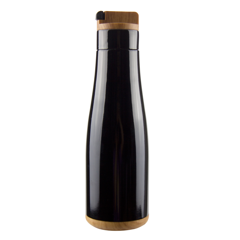 Custom logo eco friendly sport reusable travel gym stainless steel water bottle single wall with bamboo lid