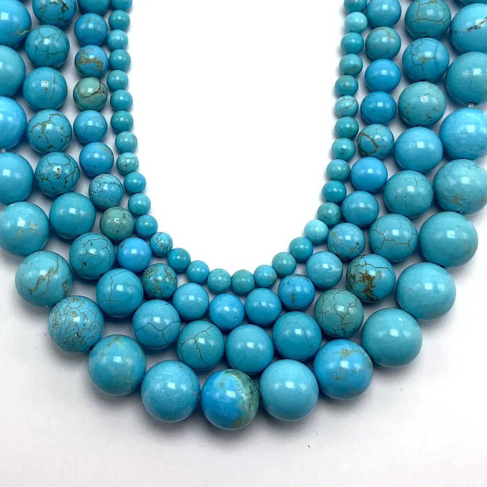 4mm 6mm 8mm 10mm Gemstone Beads Dyed Turquoise Round Beads for Jewelry Making