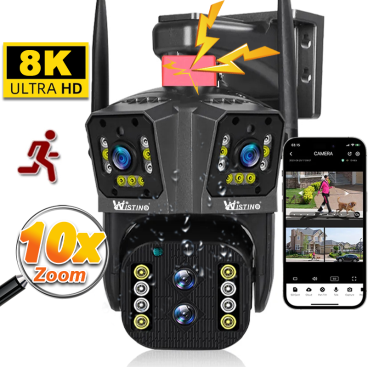 Wistino 8K 10X Масштабирование Cctv Беспроводная Wi-Fi камера двухстороннее аудио монитор младенца Водонепроницаемый четыре объектива ночного видения Сетевая камера