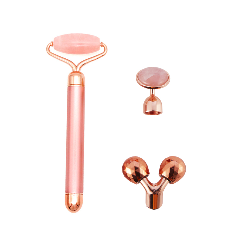 2021 Hot Selling Electric jade massage v face artifact 3 in 1 golden rod beauty massager jade roller face massage jade