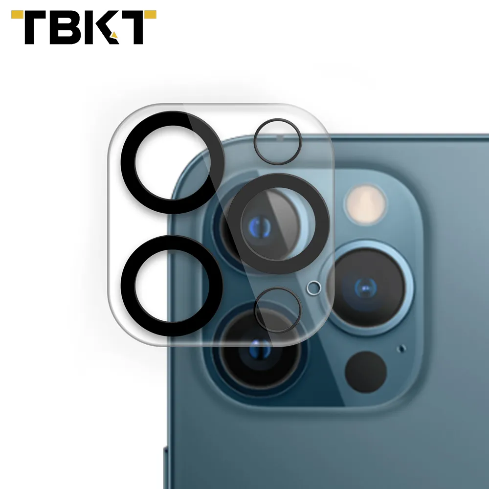 Amazon Hot 2 3 Pack HD Clear Korean Glue 9H 3D Black Circle Full Glue Cover Phone Camera Protector for iphone 12 Pro