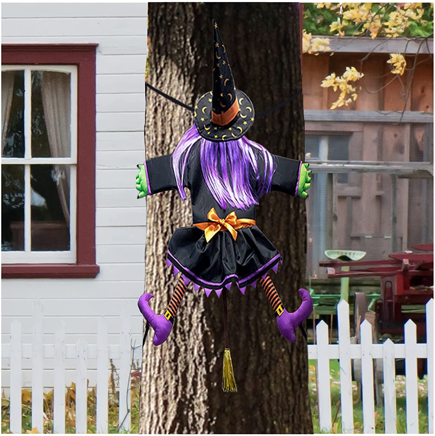 Ready to ship cheap promotion crashing witch into tree halloween crashing witch