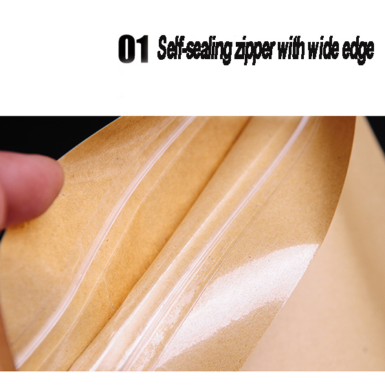 Стоьте Вверх Мешок ziplock коричневый крафт-бумаги ziplock мешки для закусок