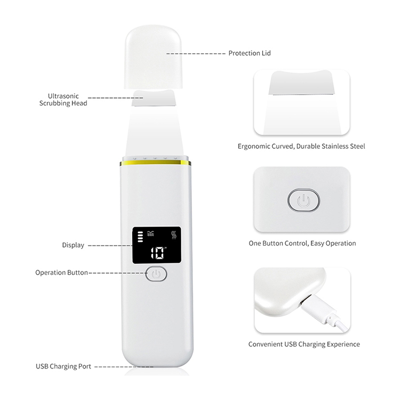 Forbeauty Wholesale OEM ODM Private Lable Custom Logo Ultrasonic Facial Skin Scrubber