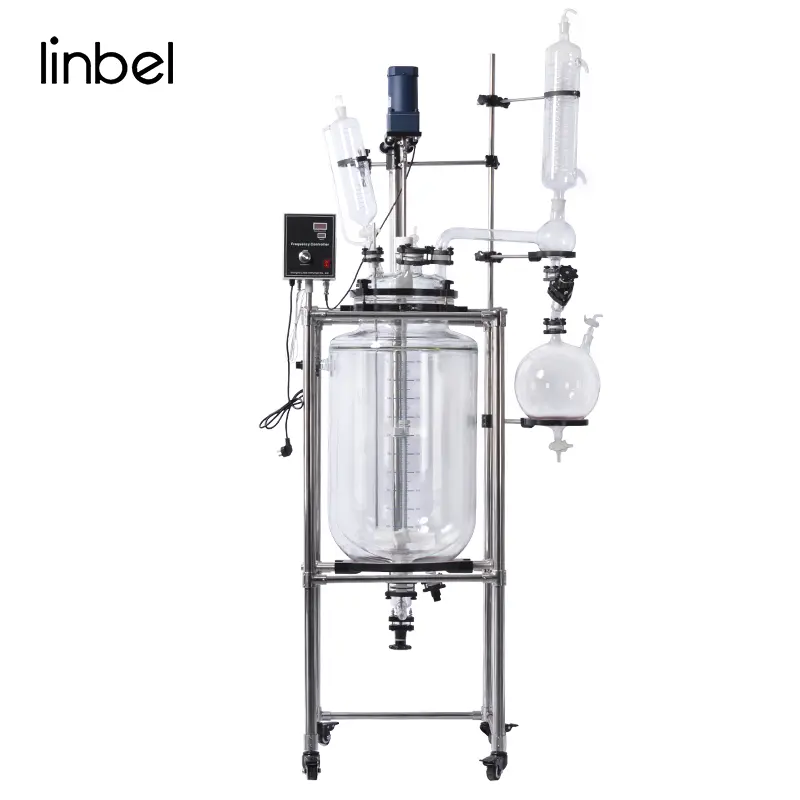 100L lab use chemical jacketed glass reactor chiller reactor