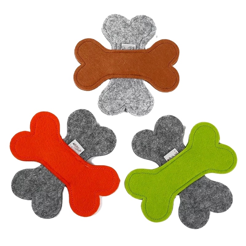 Pet toy Hot Selling Portable Bone Shape Felt Dog Toy Training Animal