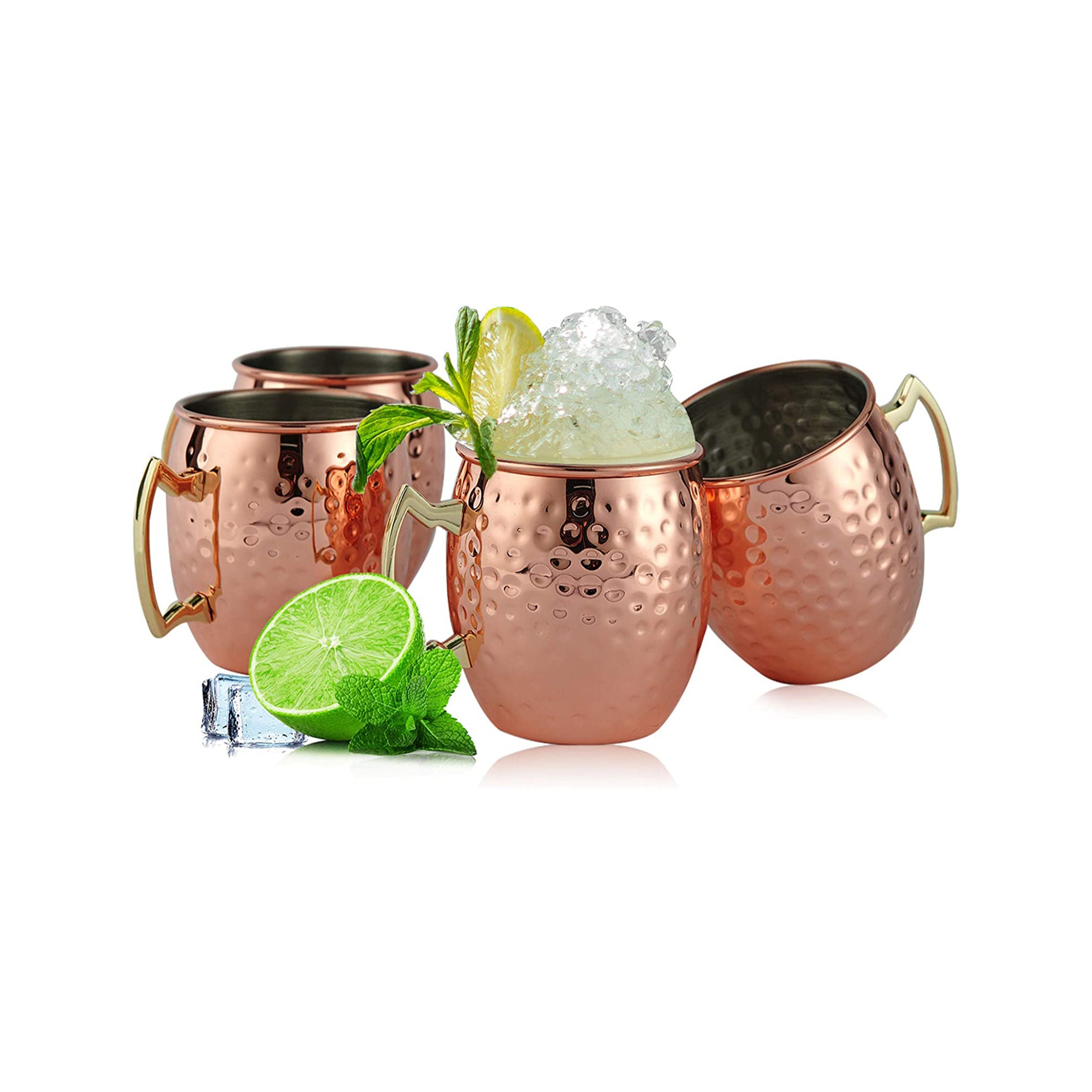 16oz Moscow Mule Copper Mugs Pure Stainless Steel Food Safe Solid Copper Mugs