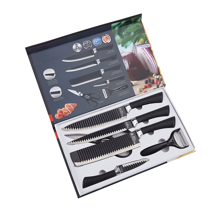 High Quality 3CR13 6 Pcs Stainless Steel Chef Kitchen Knives Set with Non Stick Coating and Ergonomic Handle