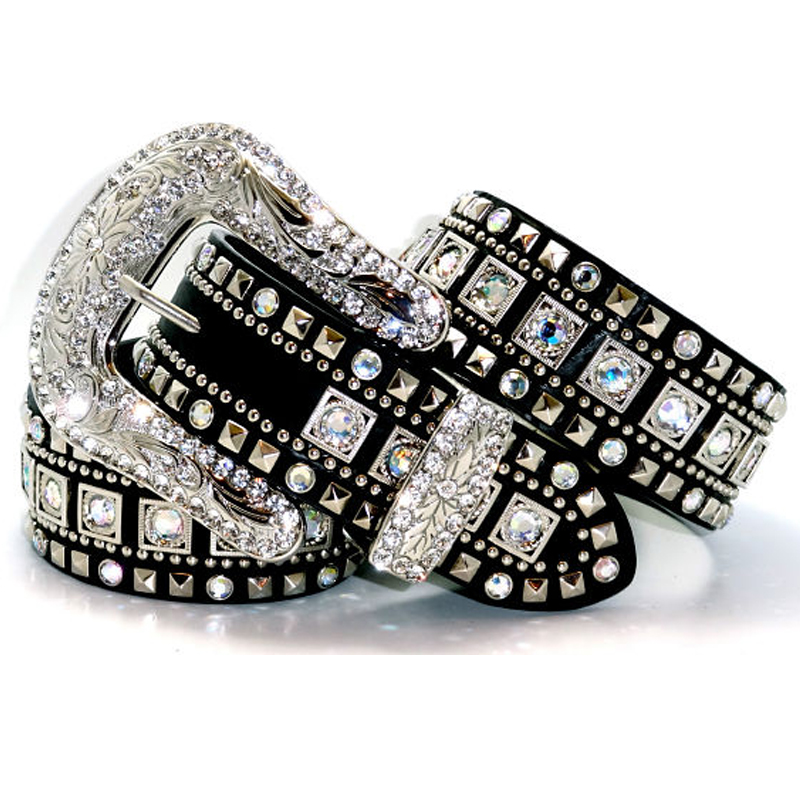 Коровьей кожи в ковбойском стиле в западном стиле Bling пояс с украшением в виде кристаллов со стразами; На заклепках; Ботфорты до ремень для женщин