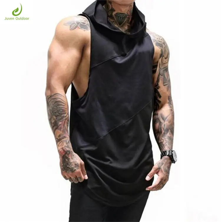 Latest fitness custom stringer hoodie tank top muscle tank top men plain screen printed gym vest for men