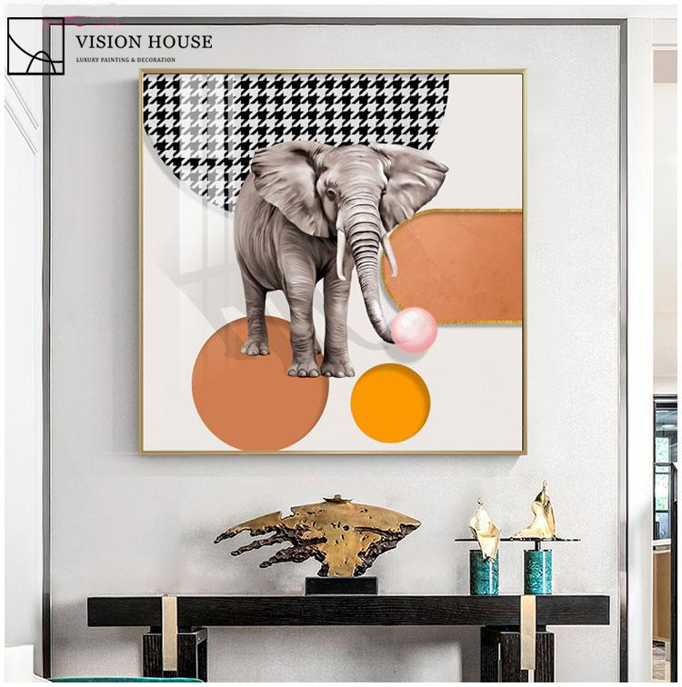 Decoration Crystal Porcelain African Elephant Wall Art Deer Animal Crystal Painting