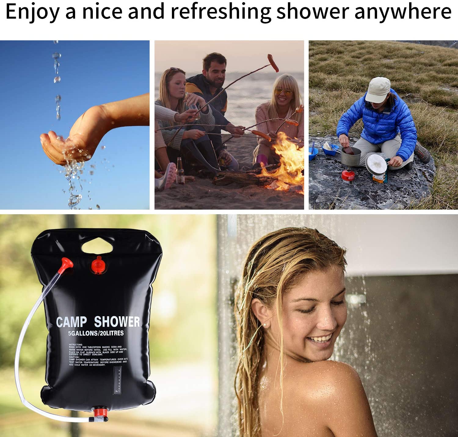 travel camping shower hanging r filled heated water bag for camping shower bag