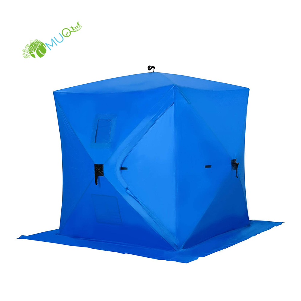 YumuQ 6.1' Quilted Winter Ice Cube Fishing Tent, 2-3 Person Portable Thermal Insulated Ice Fishing Hub Shelter for Outdoor
