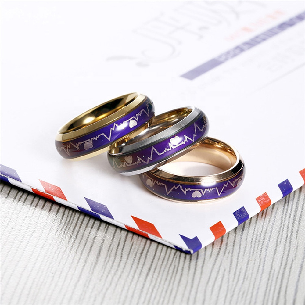 Changing Color Rings Mood Emotion Feeling Temperature change energy power ring Ecg feels warm and loving color changing ring