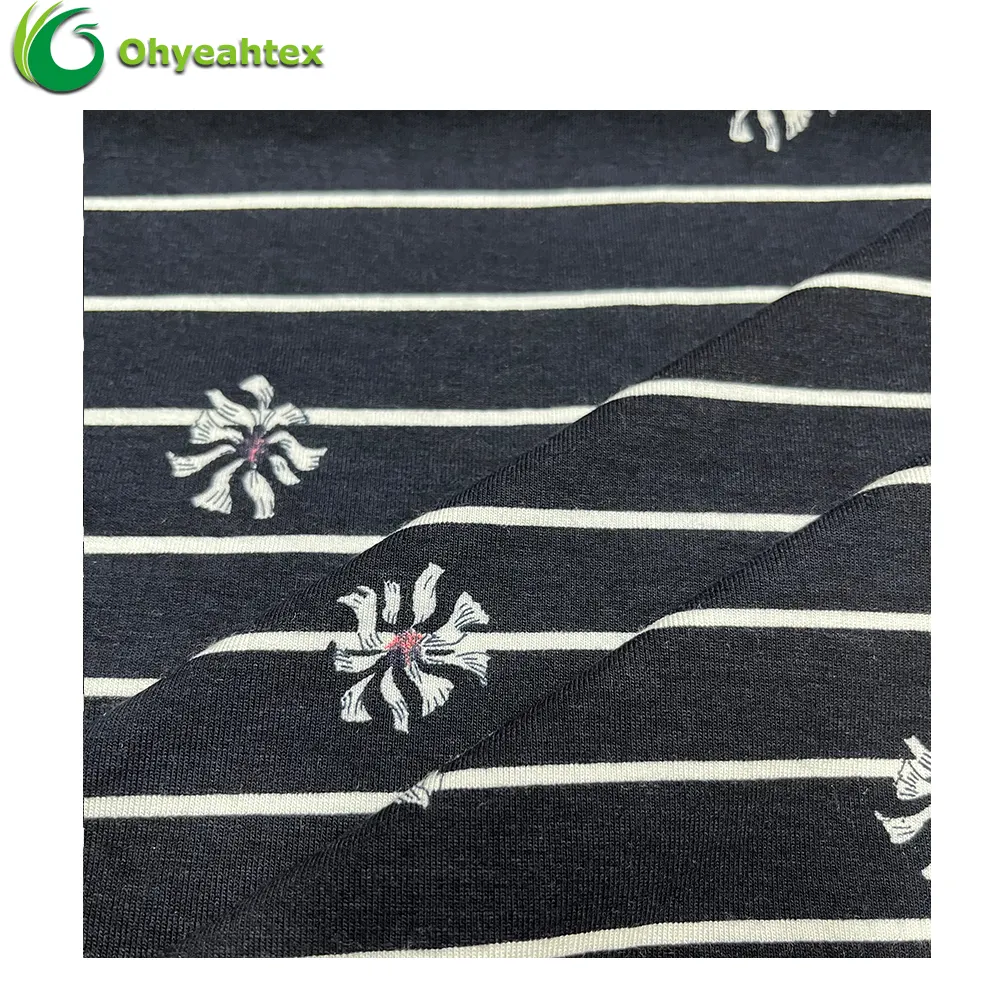 Stretch Anti-Odor Custom Print Bamboo Lyocell Jersey Fabric For Dress