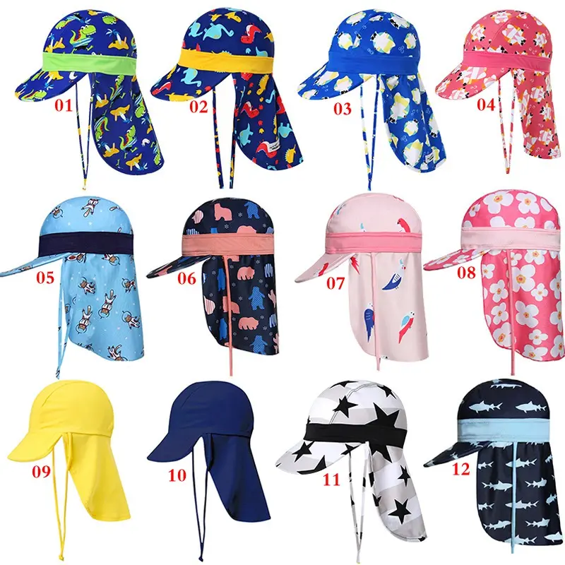 30styles New Popular Summer Beach Toddler Sun Protection Swim Cap Kids Neck Flap Hat