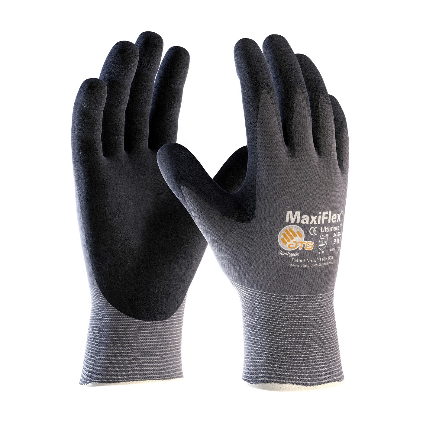 MicroFoam Grip Palm Fingers Abrasion-Tesistant Seamless Knit Nylon Elastane Nitrile Coated Gloves Touchscreen Compatible