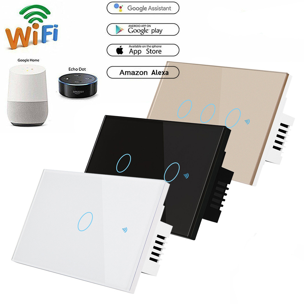 110 В 220 В 1/2/3 комплект Wi-Fi контролируемый настенный выключатель питания стандарта Австралии США умный Wi-Fi сенсорный выключатель