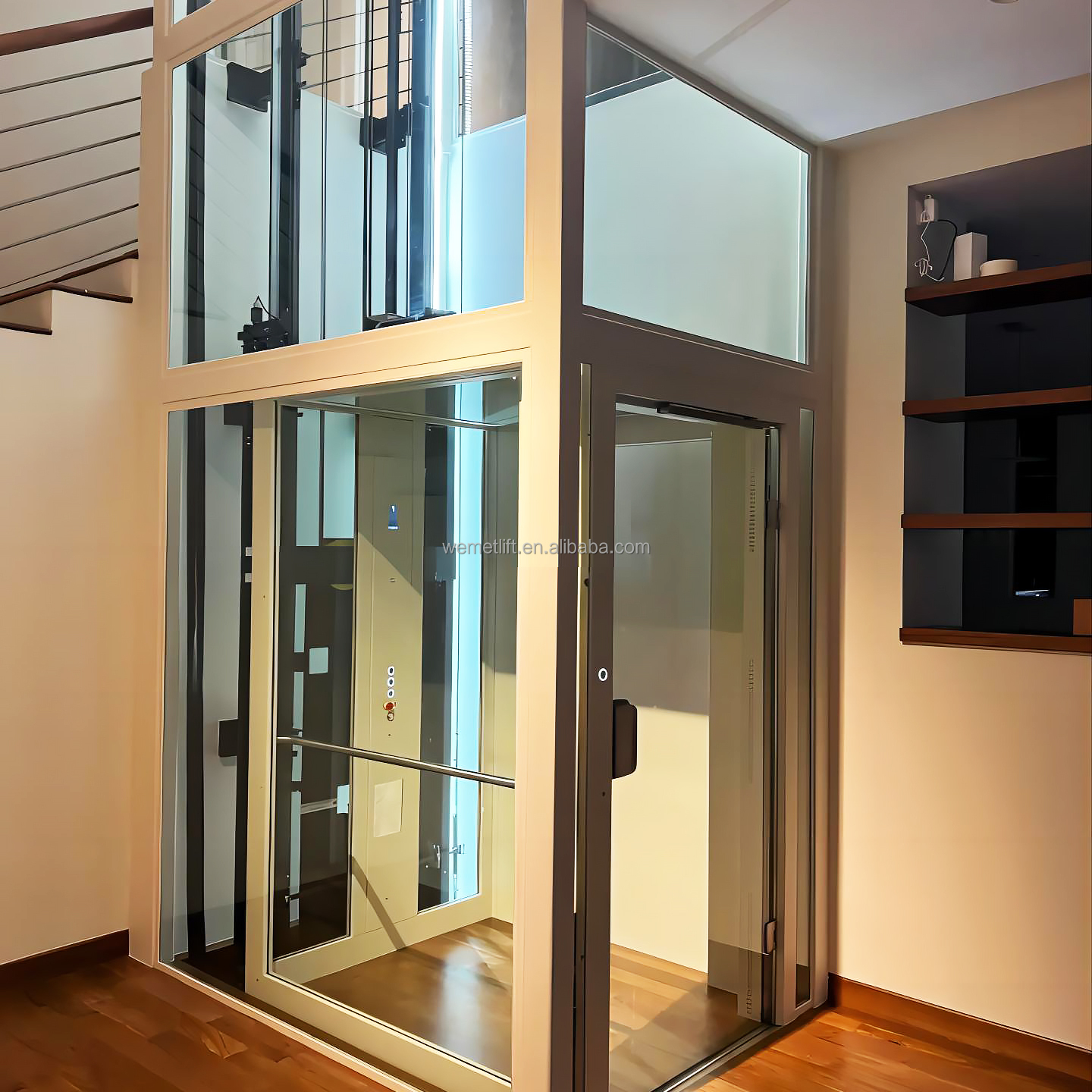 Wemet Outdoor Residential Lift Elevator 2/3/4 Person machine room less traction elevator home elevator