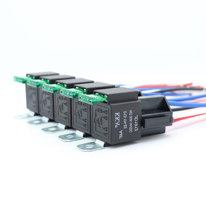 5 Pack KKA-A4F 30A Automotive Fused Relay with Harness 12V 4pin JD1912 for Motor Vehicle