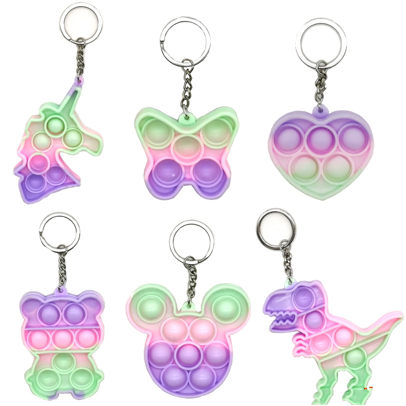 portachiavi kid silicon ring small simple dimples chaveiro key chain llavero mini push pop bubble fidget sensory toy keychain